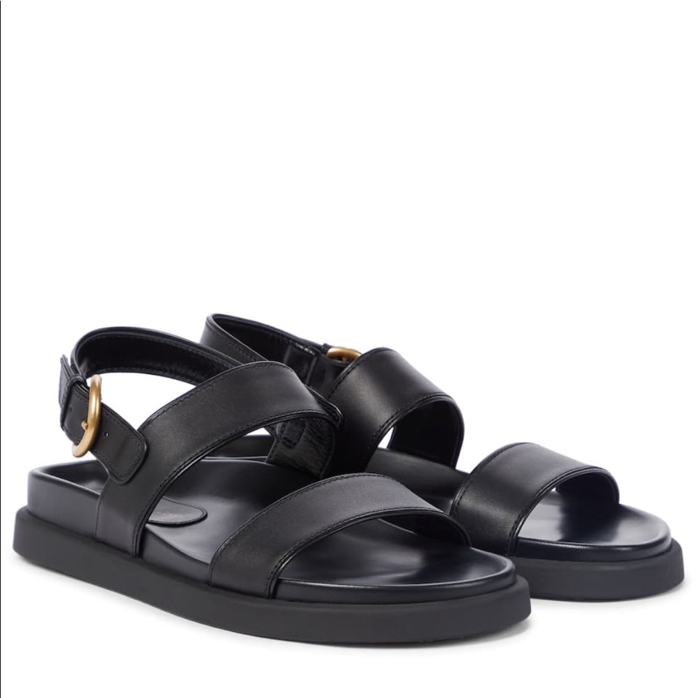 Gianvito Rossi's 'Bilbao' flatform sandals, Size 38.5, black leather